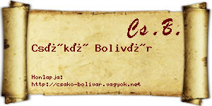 Csákó Bolivár névjegykártya